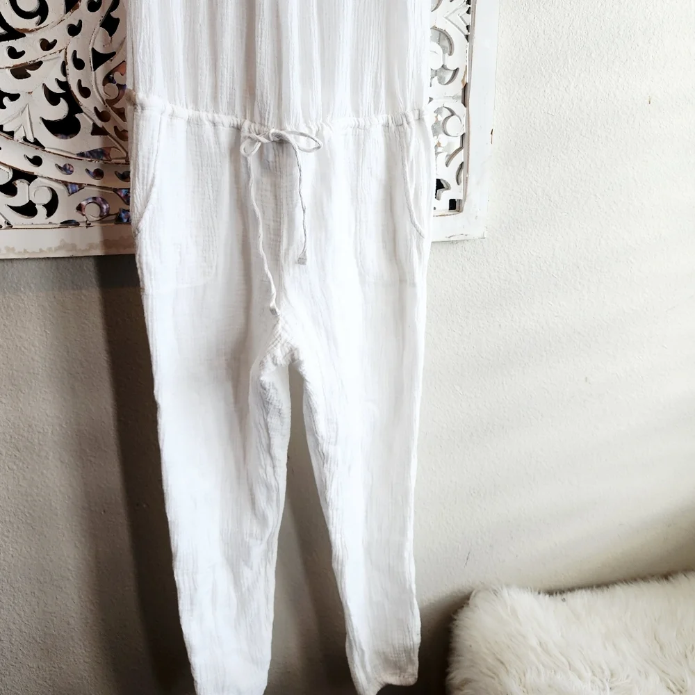 XIRENA WHITE JUMPSUIT ADJUSTABLE STRAPS WAIST STRAND WOMENS SIZE MEDIUM - Picture 15 of 16